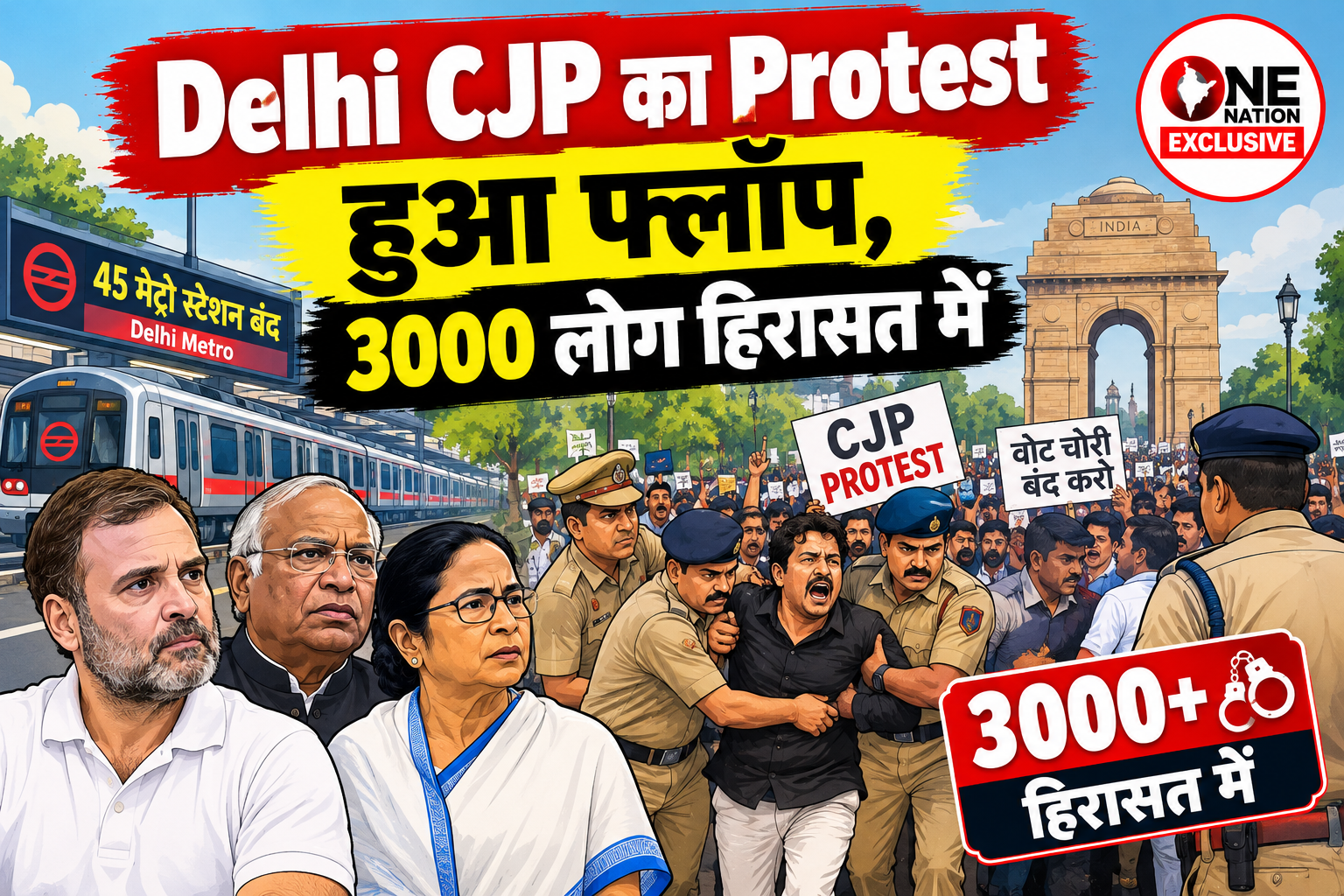 Delhi CJP का Protest हुआ फ्लॉप, 3000 लोग हिरासत में